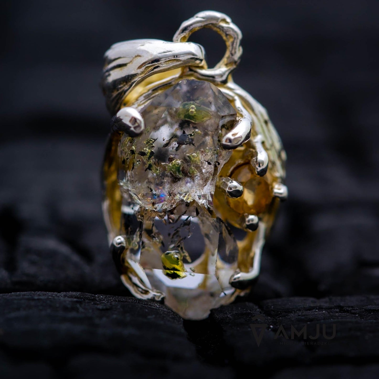 Herkimer Diamond with citrine, pendant