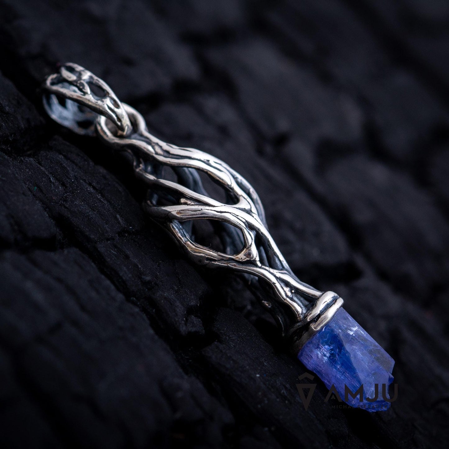Raw Tanzanite crystal pendant