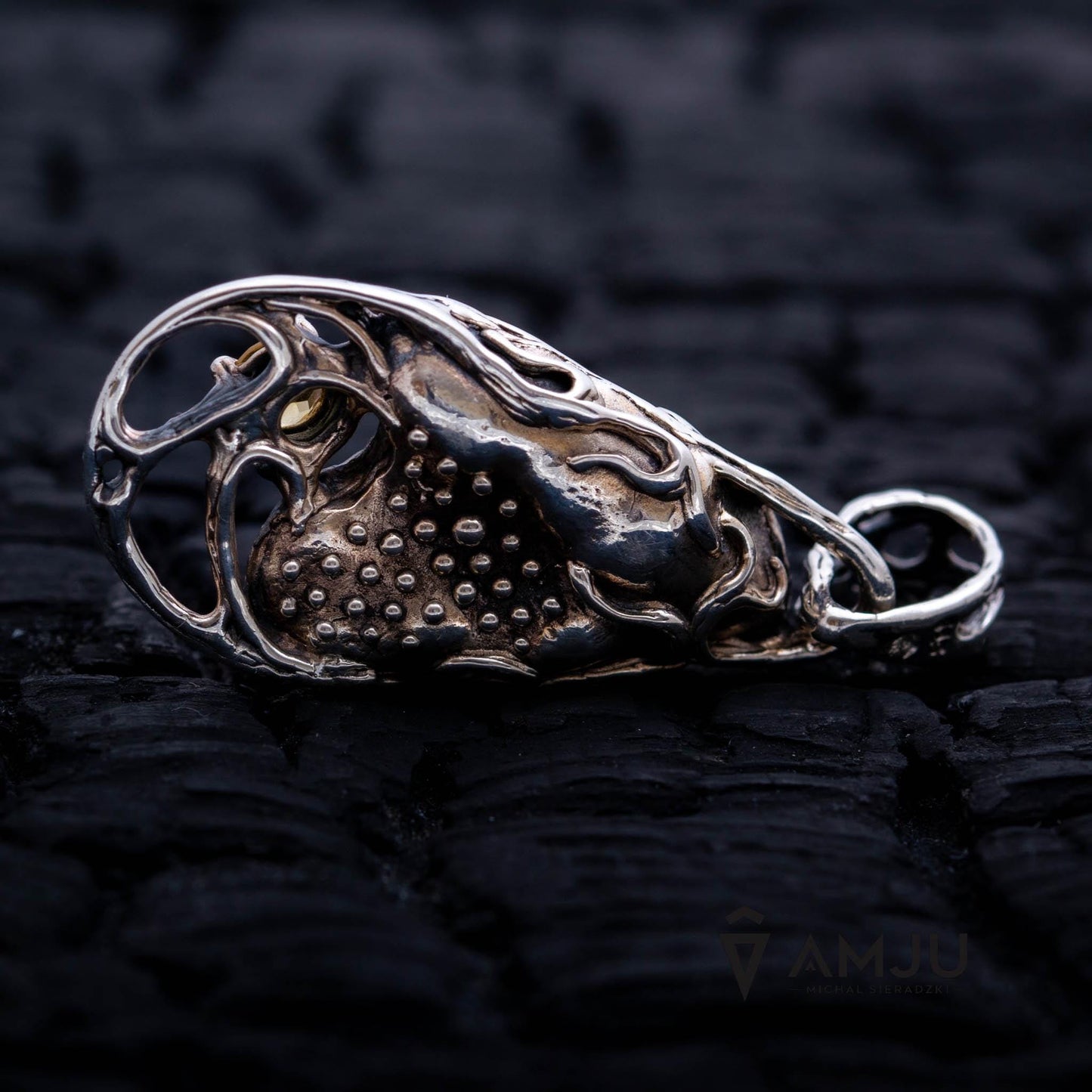 Campo del Cielo meteorite with citrine, pendant