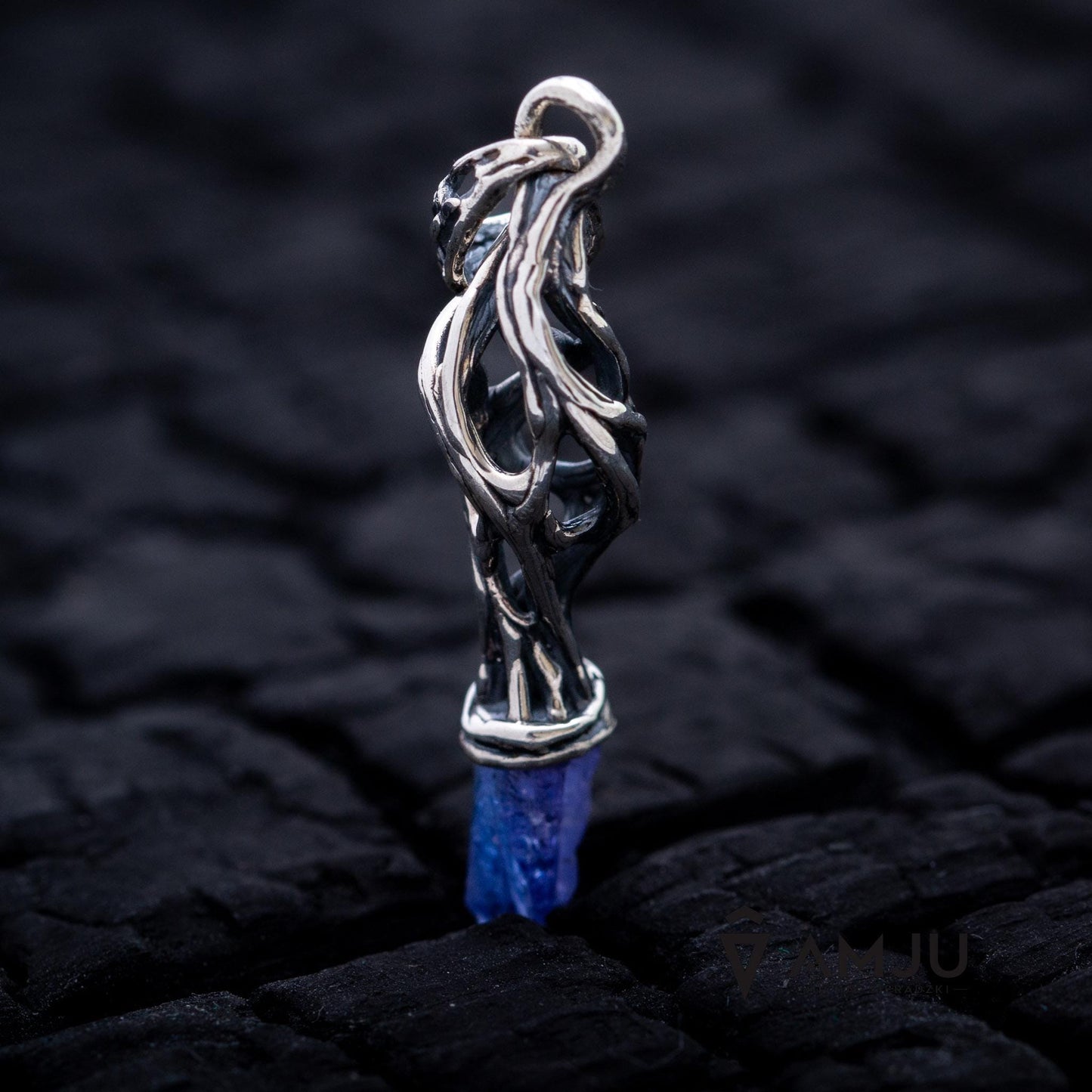 Raw Tanzanite crystal pendant