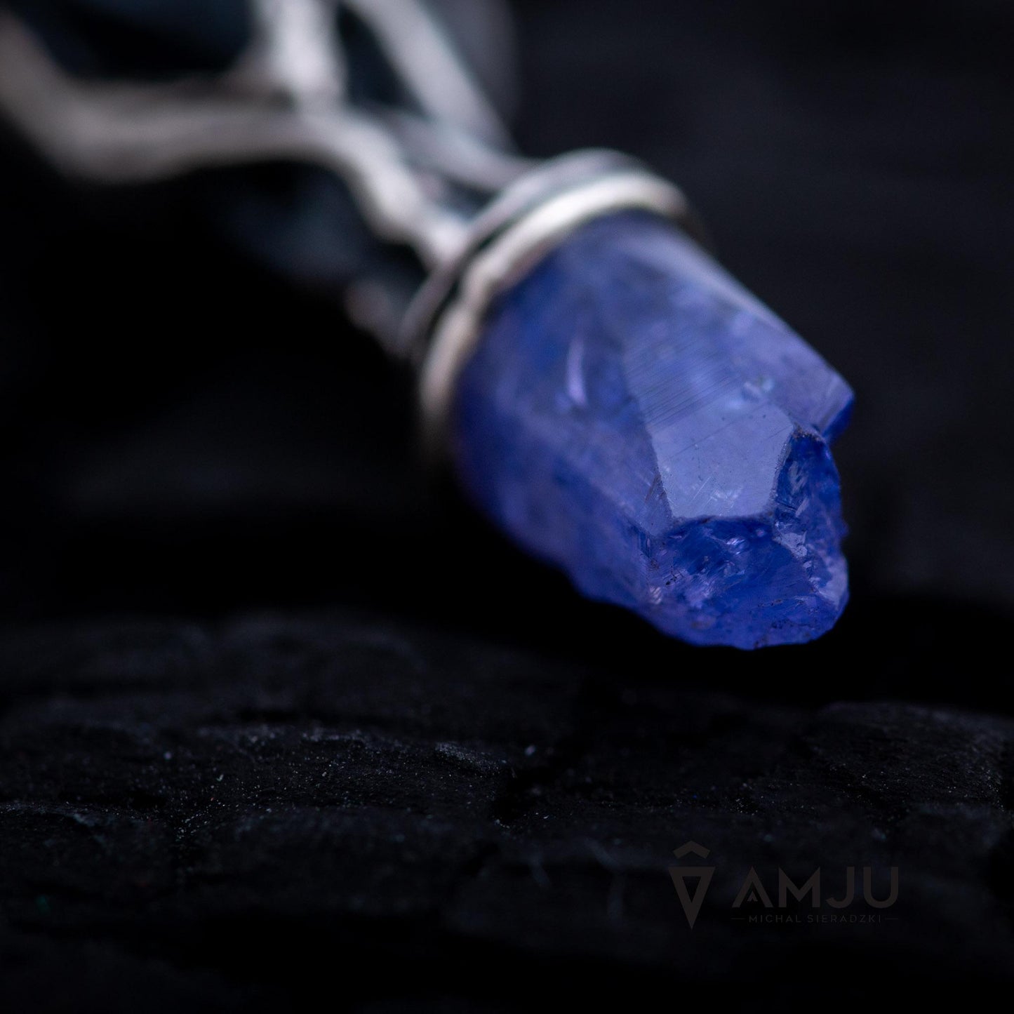 Raw Tanzanite crystal pendant
