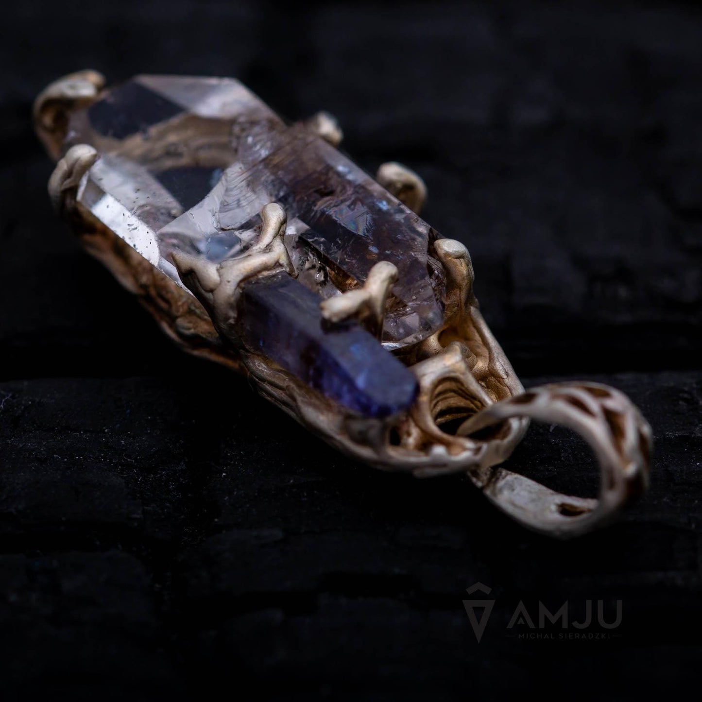 Tibetan Quartz and Tanzanite, pendant