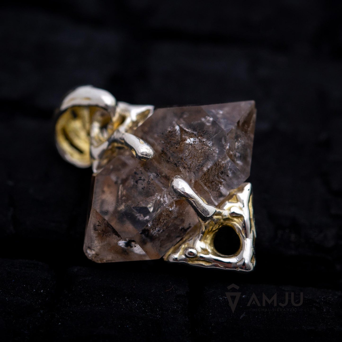 Tibetan Quartz, square pendant