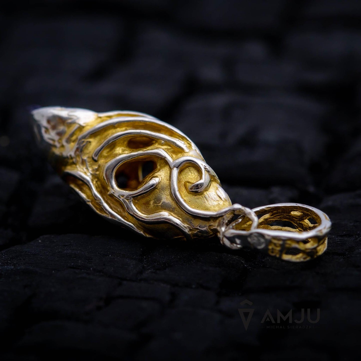 Raw Tanzanite crystal with Campo del Cielo meteorite, pendant