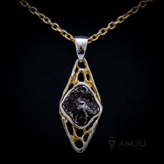 Sikhote Alin meteorite with peridot, pendant