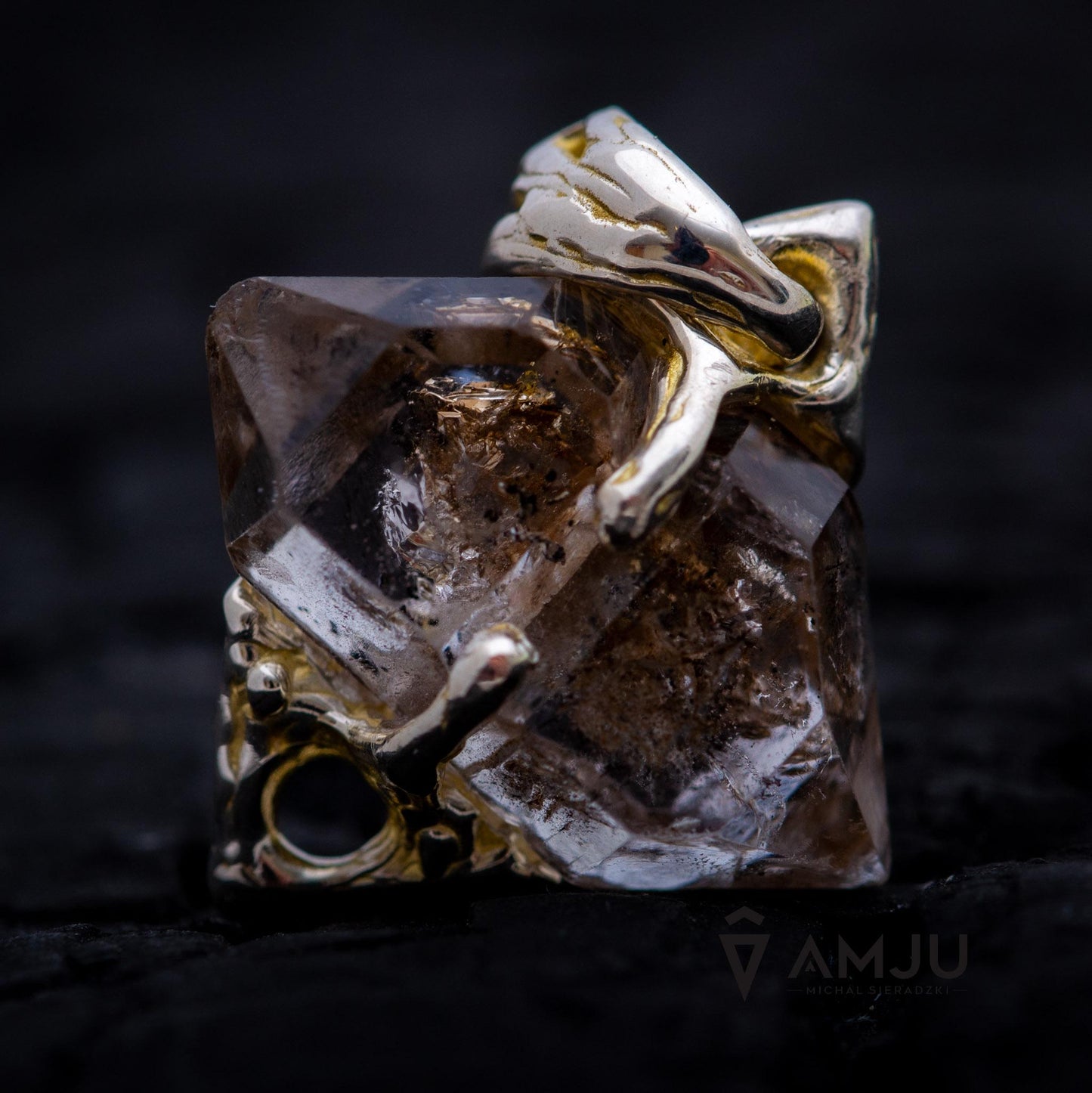 Tibetan Quartz, square pendant