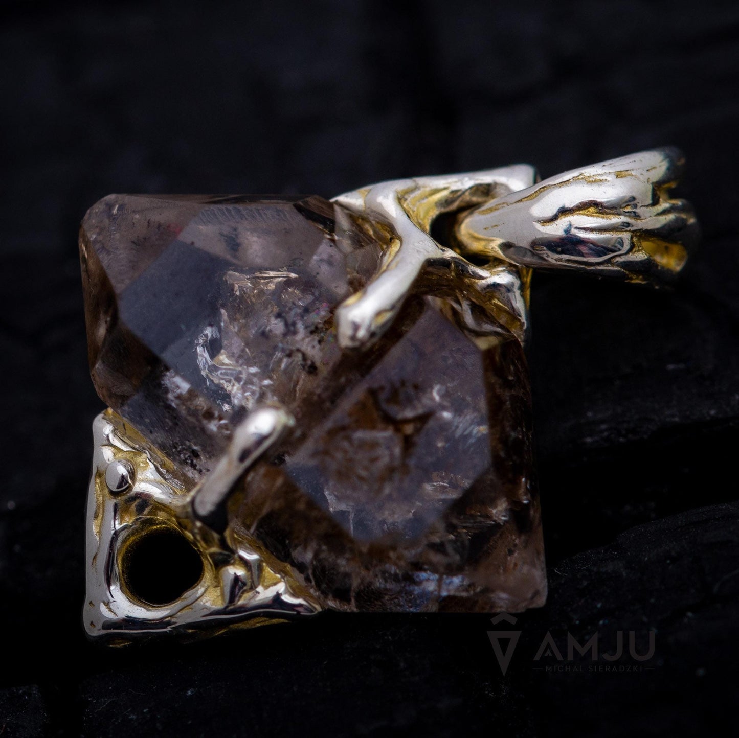 Tibetan Quartz, square pendant