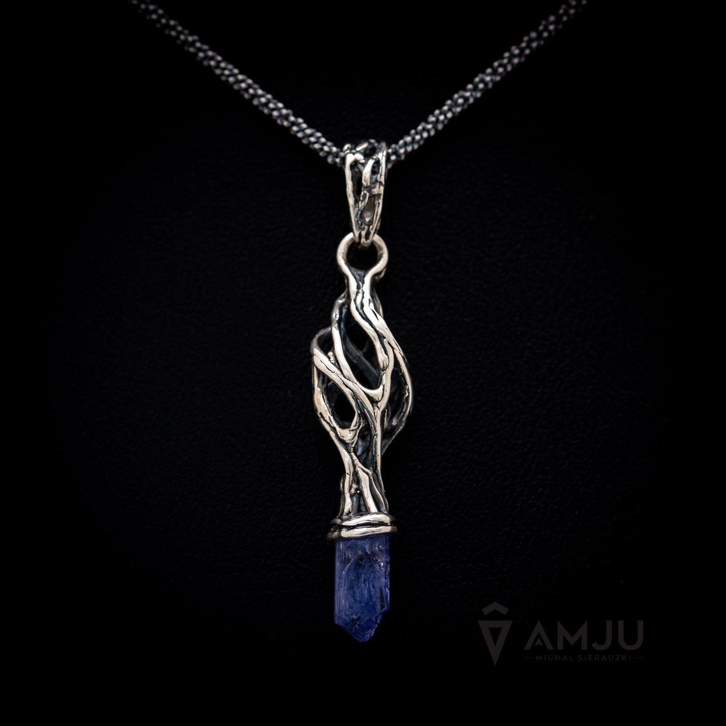 Raw Tanzanite crystal pendant