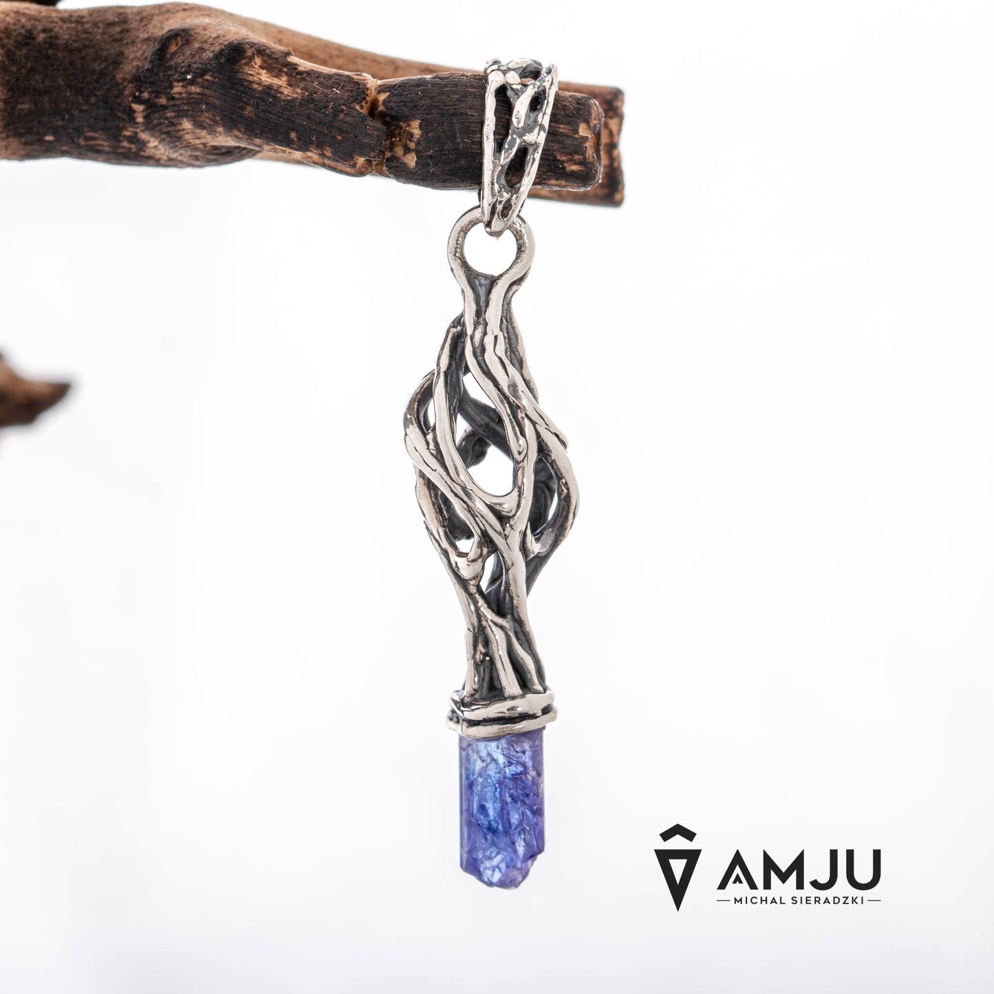 Raw Tanzanite crystal pendant